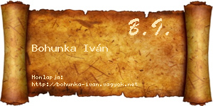 Bohunka Iván névjegykártya
